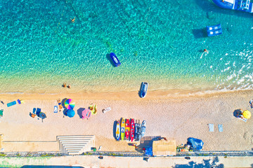 Aerial view of Idyllic beach in Orebic, Croatia