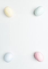 Easter background for greeting card and Easter sale announcement. Easter eggs on watercolor paint paper