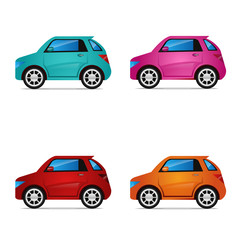 Set of colorful vehicle vector art design