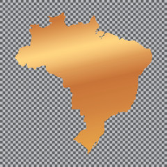 golden map of Brazil on transparent background