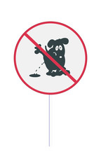 A sign prohibiting dogs from urinating. Vector illustration.