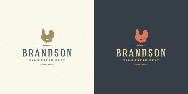 Farm logo vector illustration chicken silhouette good for butcher shop or restaurant badge