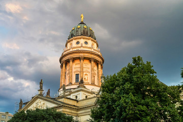 View of famous Gendarmenmarkt square at sunset in Berlin, Germany