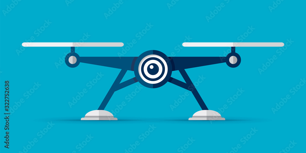 Aufkleber drone icon inf flat style illustration. modern gadget on color background. vector object for you pro