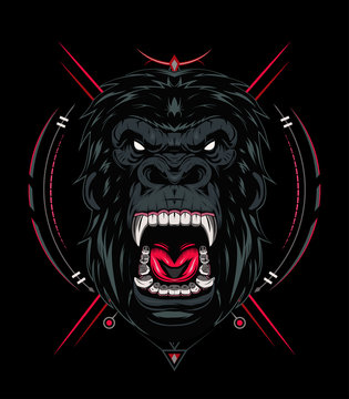 vector Head of a gorilla with angry face