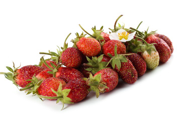 Strawberries and flower isolated on white