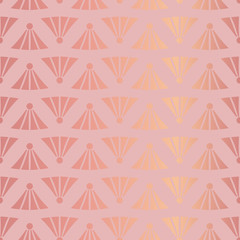 Vector Art Deco Style inspired Rose Gold Effect Florals on Dusty Pink seamless pattern background.
