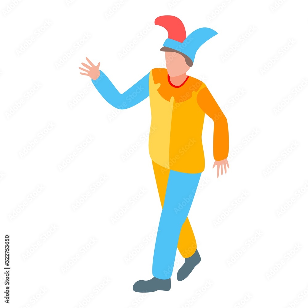 Poster happy clown icon. isometric of happy clown vector icon for web design isolated on white background