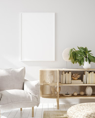 Mock up frame in home interior background, Scandinavian style, 3d render © artjafara