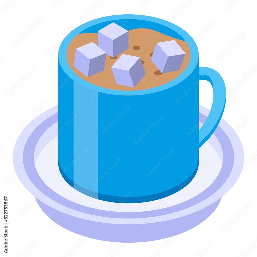 Poster cocoa mug icon. isometric of cocoa mug vector icon for web design isolated on white background
