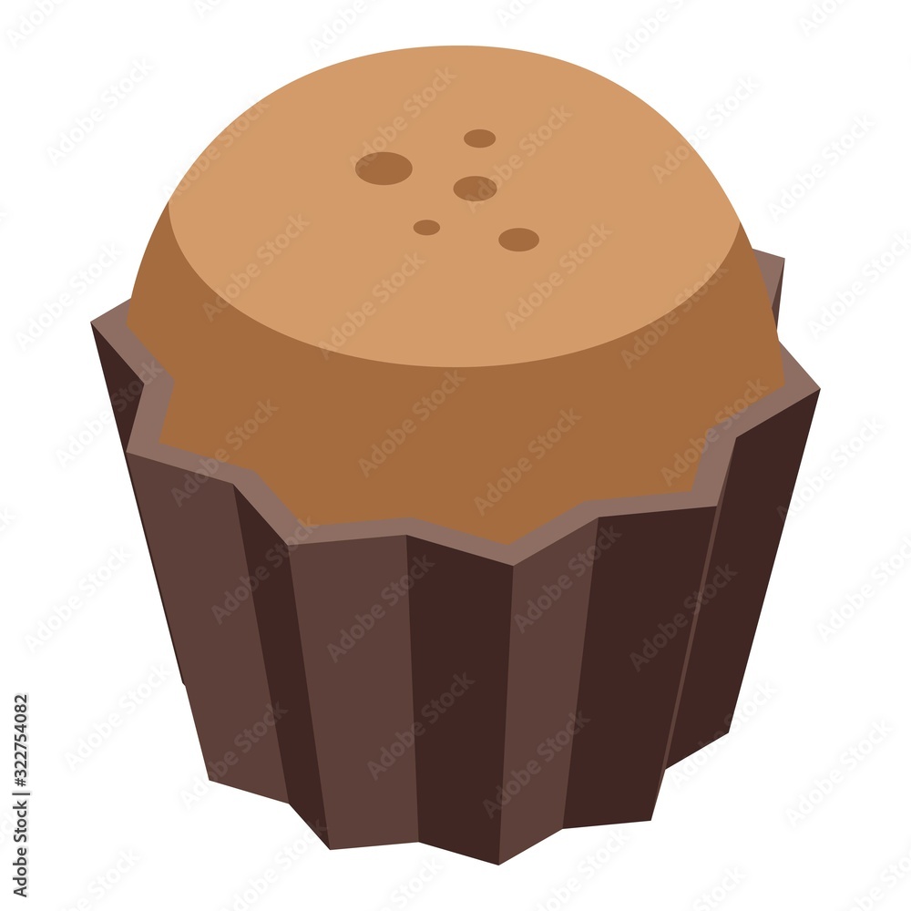 Poster cocoa cupcake icon. isometric of cocoa cupcake vector icon for web design isolated on white backgrou