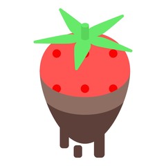 Strawberry in chocolate icon. Isometric of strawberry in chocolate vector icon for web design isolated on white background
