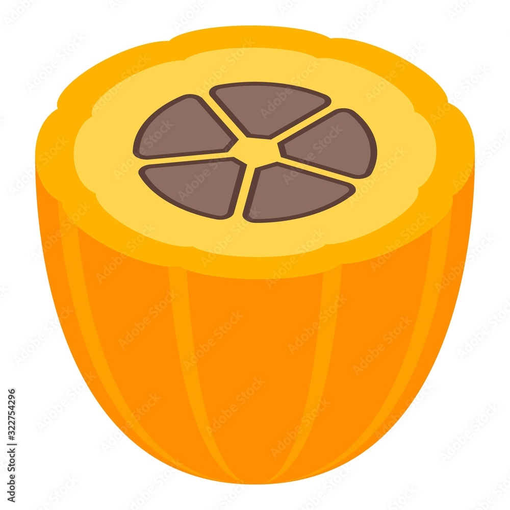 Poster half cocoa fruit icon. isometric of half cocoa fruit vector icon for web design isolated on white ba