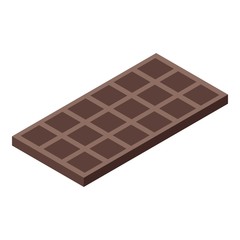 Chocolate bar icon. Isometric of chocolate bar vector icon for web design isolated on white background