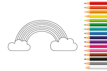 rainbow for coloring book with pencils vector illustration EPS10