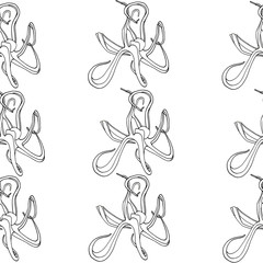 Octopus seamless pattern isolated on white background. Octopus illustration. Marine pattern