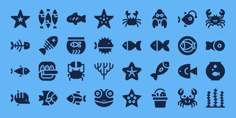Modern Simple Set of aquarium Vector filled Icons