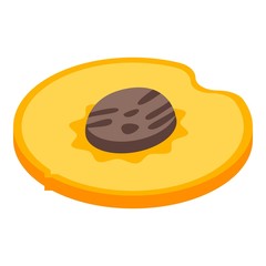 Cutted peach icon. Isometric of cutted peach vector icon for web design isolated on white background