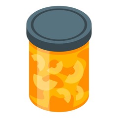 Peach jam jar icon. Isometric of peach jam jar vector icon for web design isolated on white background