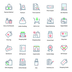 Shopping Receipts Flat Icons Pack 