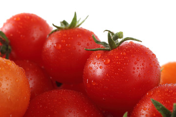 Red cherry tomatoes. Macro background