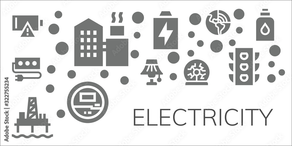 Poster electricity icon set