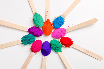 Indian Festival Holi, Multi color's in spoon