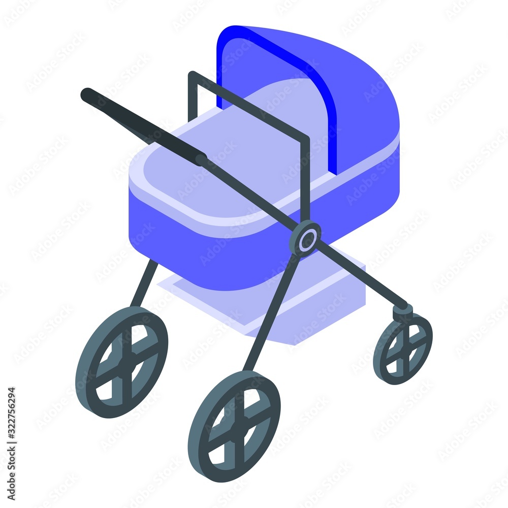Poster pram icon. isometric of pram vector icon for web design isolated on white background