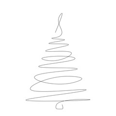Forest christmas tree continuous line drawing icon vector illustration