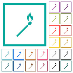 Matchstick flat color icons with quadrant frames
