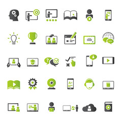 Collection of e-learning related icons.	