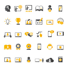 Collection of e-learning related icons.	