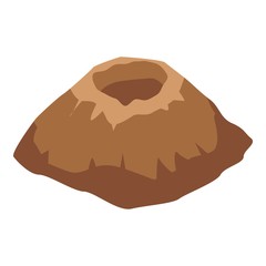 Erupted volcano icon. Isometric of erupted volcano vector icon for web design isolated on white background