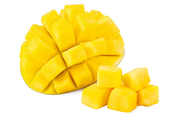 mango slices isolated on white background. healthy food