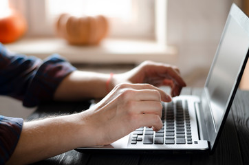 Businessman working on Desk at home office business
