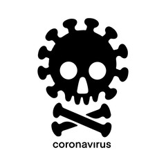 Flat vector illlustration silhouette Coronavirus  isolated on white background. Global epidemic of 2019-nCoV. Coronavirus caution concept. Dangerous outbreak of disease.