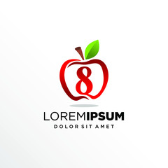 Initial Number 8 with Apple Fruit