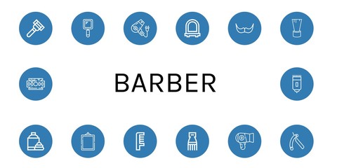barber simple icons set