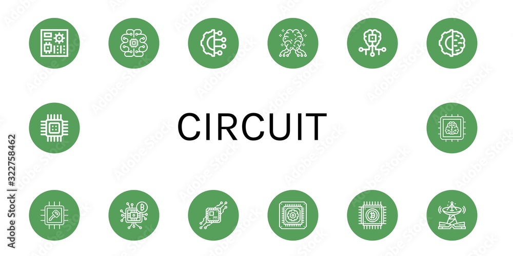 Poster circuit simple icons set