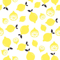 Lemon seamless pattern. Lemonade endless background, texture. Fruits background. Vector illustration.