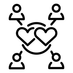 Neuromarketing group icon. Outline neuromarketing group vector icon for web design isolated on white background