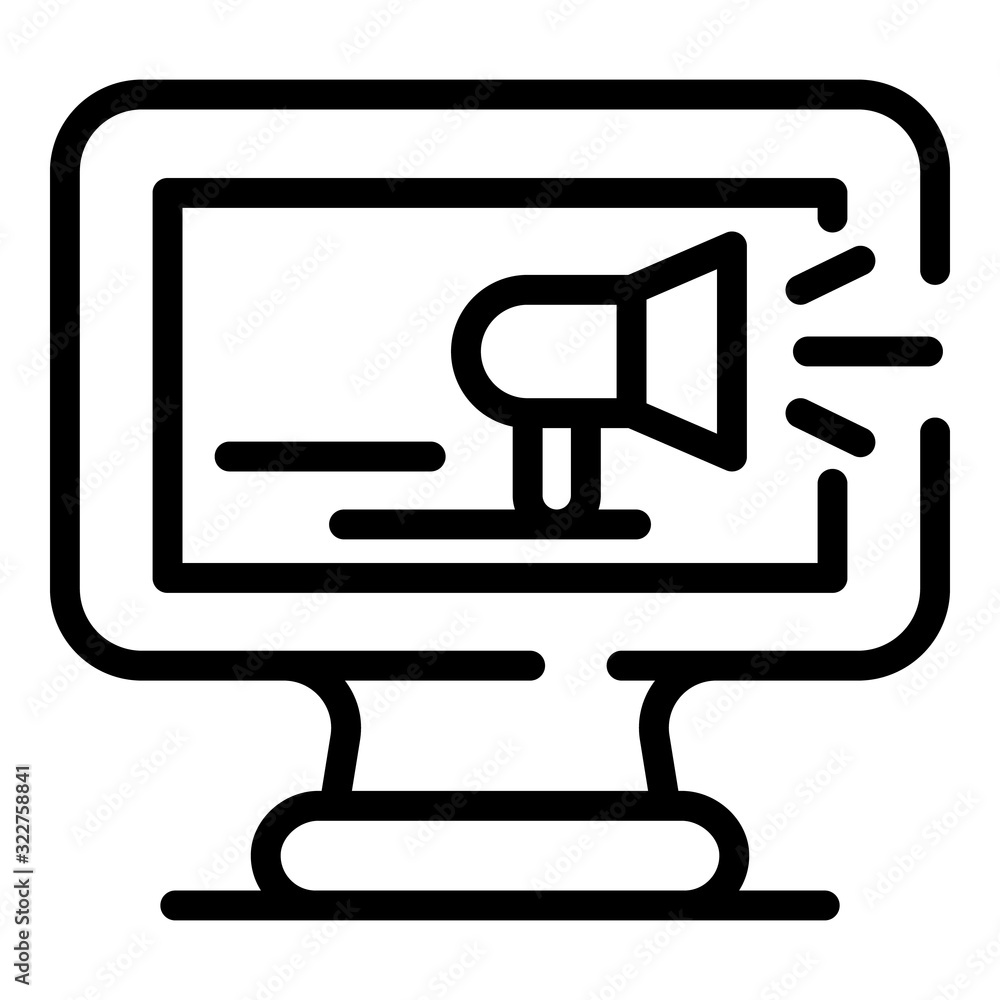 Poster monitor megaphone icon. outline monitor megaphone vector icon for web design isolated on white backg