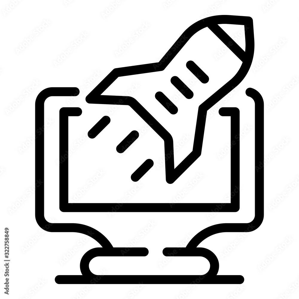 Poster Startup rocket icon. Outline startup rocket vector icon for web design isolated on white background