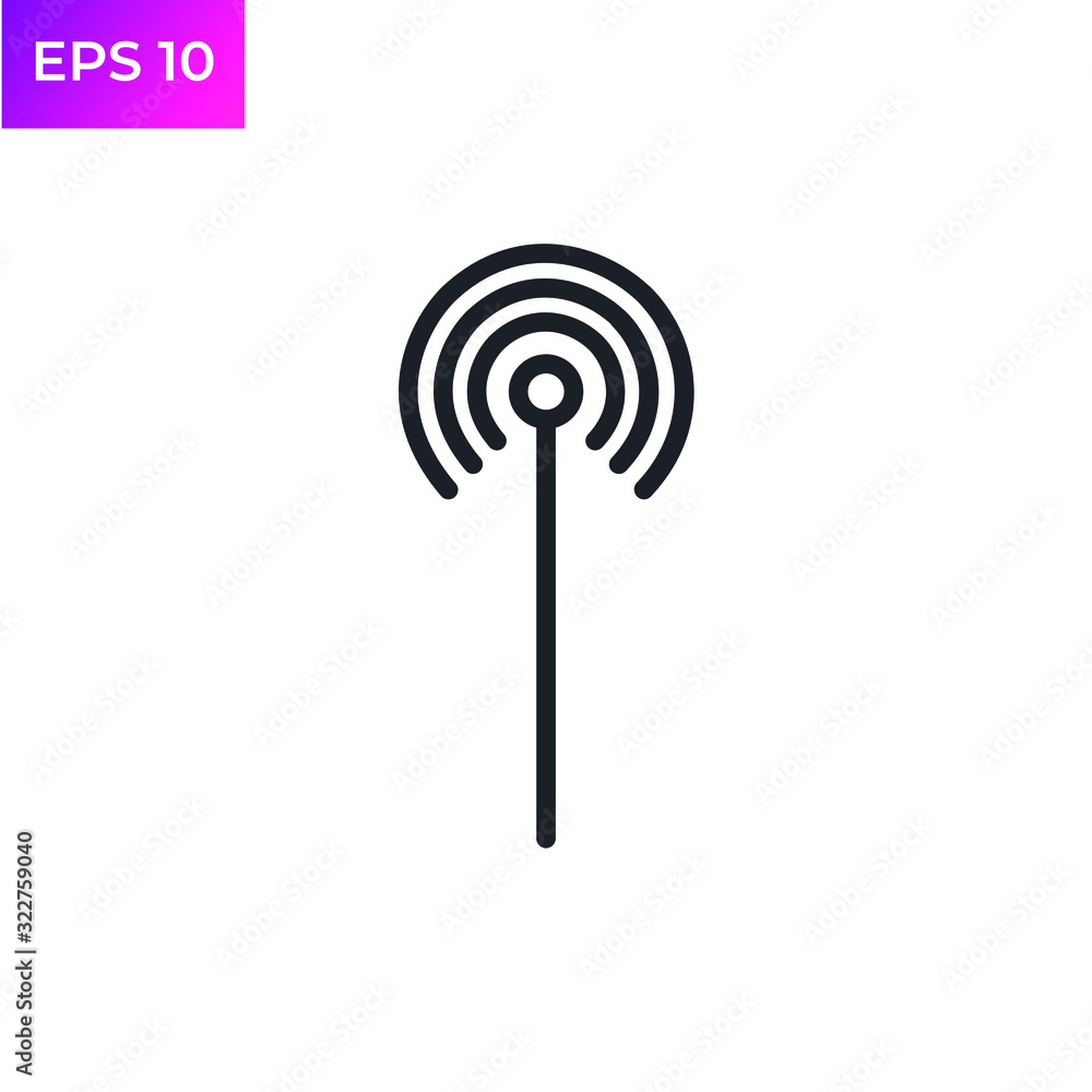 Poster tower signal icon template color editable. radio antenna. broadcasting tower. transmitter signal sym