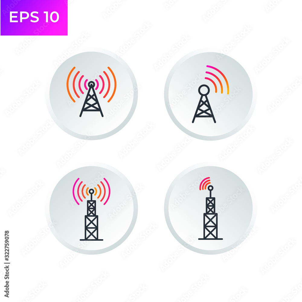 Poster Tower signal  icon template color editable. Radio antenna. Broadcasting tower. Transmitter Signal symbol logo vector sign isolated on white background illustration for graphic and web design.