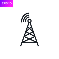 Tower signal  icon template color editable. Radio antenna. Broadcasting tower. Transmitter Signal symbol logo vector sign isolated on white background illustration for graphic and web design.