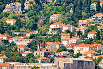 Panorama on Old town Dubrovnik with red roof tile