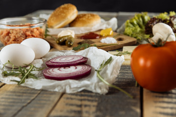 sandwiches with sausage and vegetables