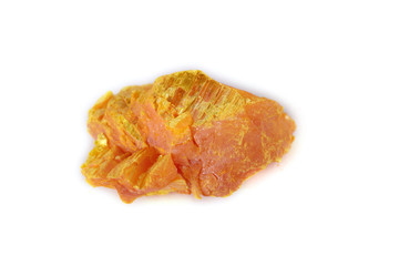 Orpiment (auripigment, arsenic mineral) isolated on white