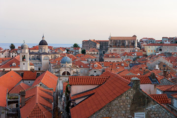 Fototapeta na wymiar Panorama of Old city of Dubrovnik red roof tiles Croatia